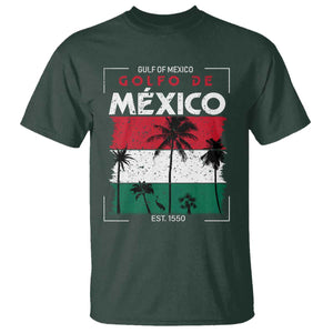 Golfo De Mexico EST 1550 T Shirt Vintage Mexican Flag Palm Tree TS11 Dark Forest Green Print Your Wear