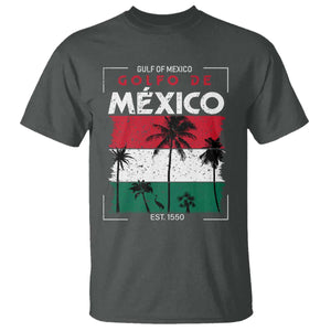 Golfo De Mexico EST 1550 T Shirt Vintage Mexican Flag Palm Tree TS11 Dark Heather Print Your Wear