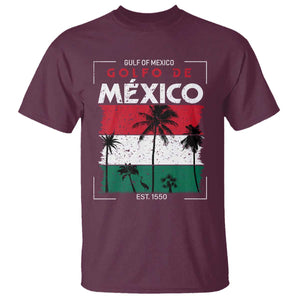 Golfo De Mexico EST 1550 T Shirt Vintage Mexican Flag Palm Tree TS11 Maroon Print Your Wear