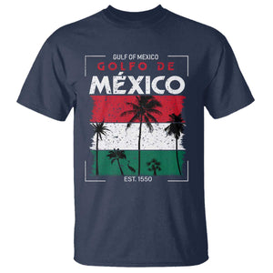 Golfo De Mexico EST 1550 T Shirt Vintage Mexican Flag Palm Tree TS11 Navy Print Your Wear