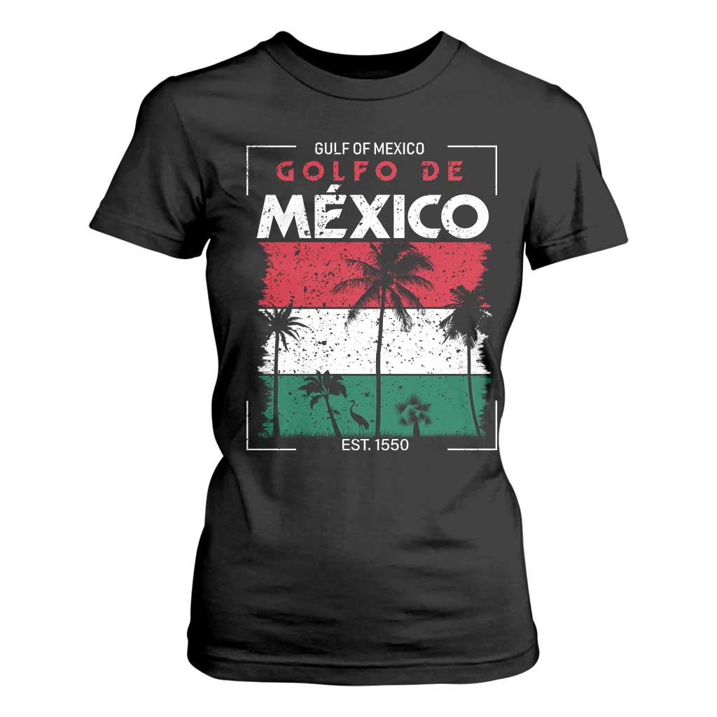 Golfo De Mexico EST 1550 T Shirt For Women Vintage Mexican Flag Palm Tree TS11 Black Print Your Wear