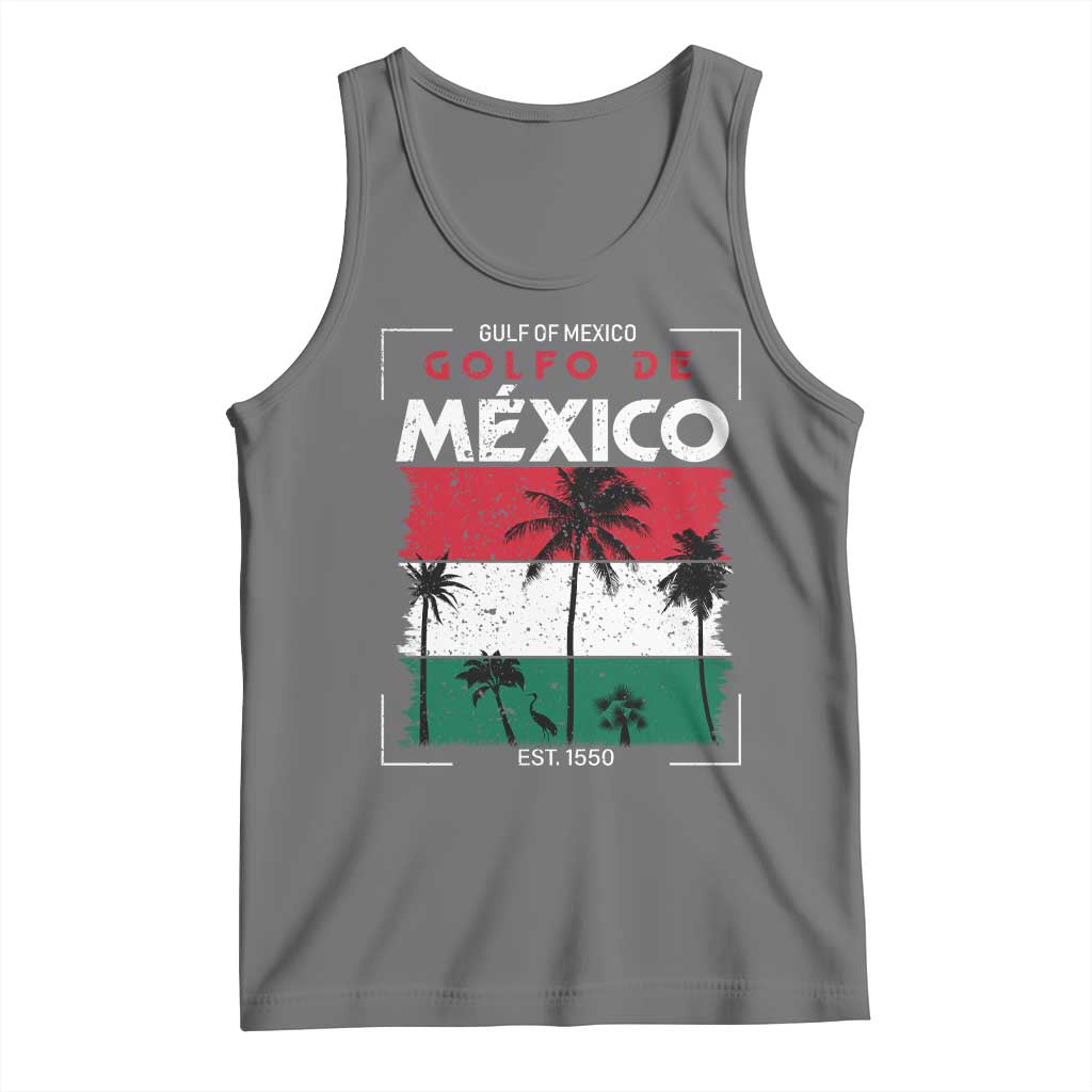 Golfo De Mexico EST 1550 Tank Top Vintage Mexican Flag Palm Tree TS11 Black Heather Print Your Wear