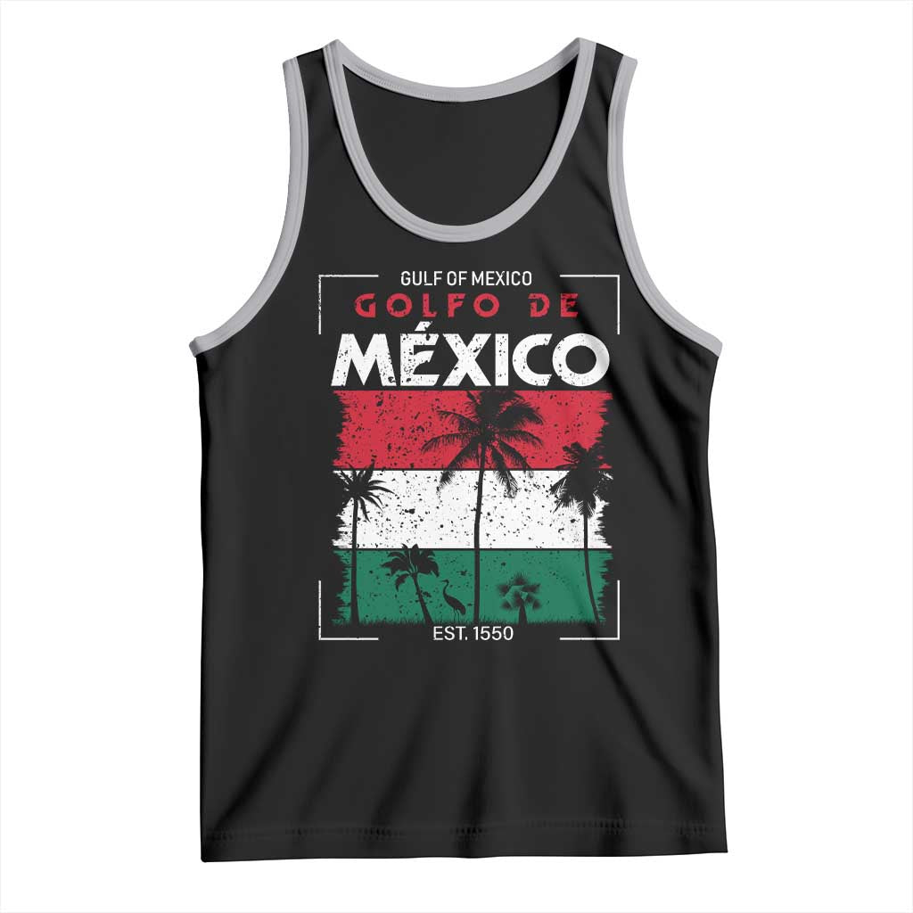 Golfo De Mexico EST 1550 Tank Top Vintage Mexican Flag Palm Tree TS11 Black Athletic Heather Print Your Wear