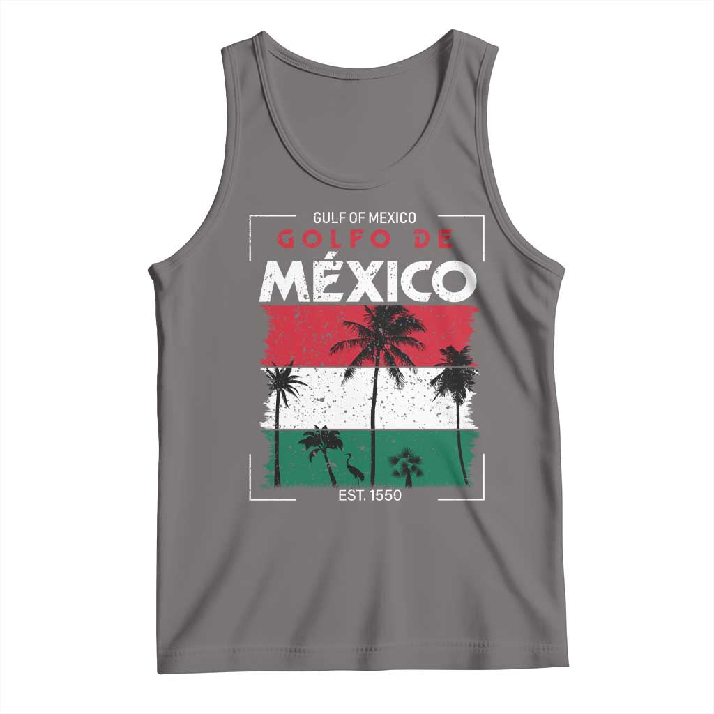 Golfo De Mexico EST 1550 Tank Top Vintage Mexican Flag Palm Tree TS11 Deep Heather Print Your Wear