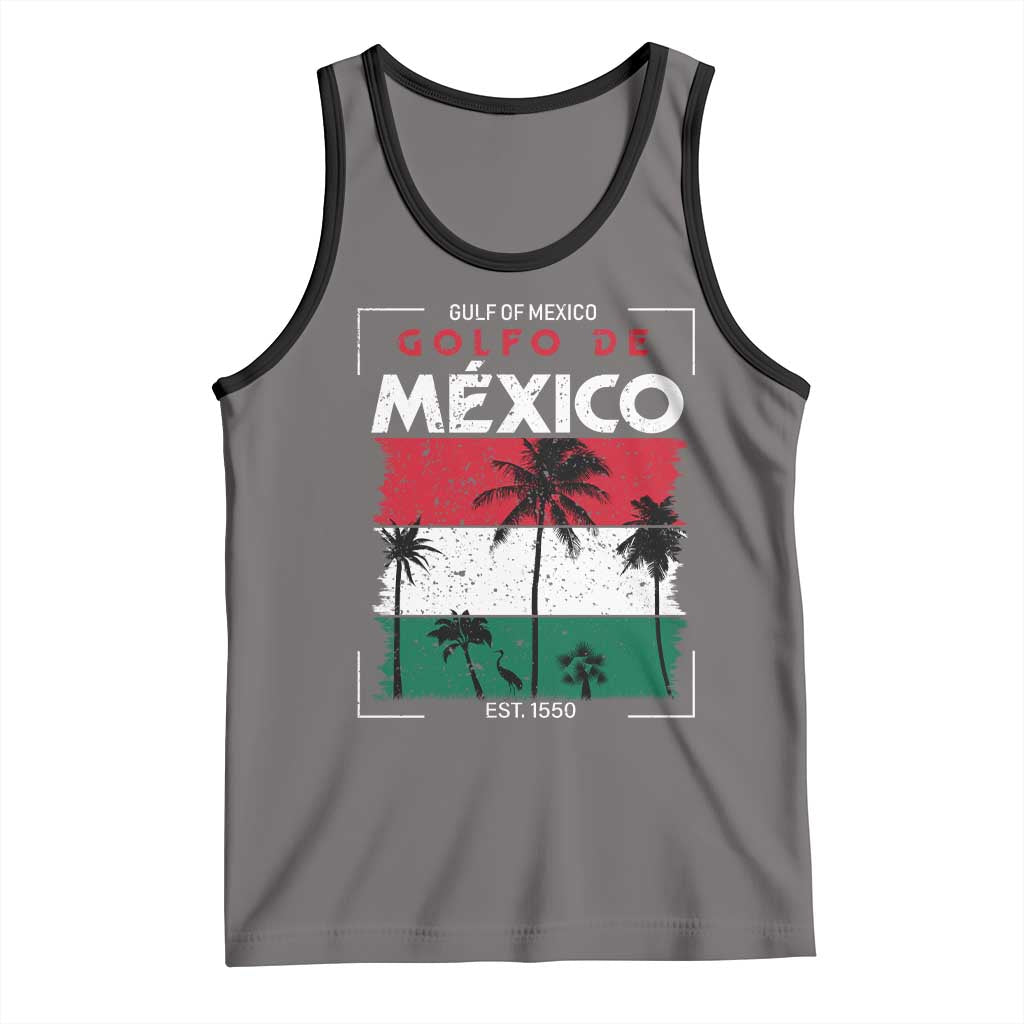 Golfo De Mexico EST 1550 Tank Top Vintage Mexican Flag Palm Tree TS11 Deep Heather Black Print Your Wear