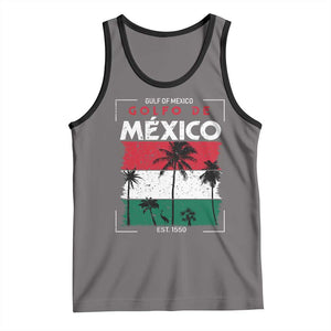 Golfo De Mexico EST 1550 Tank Top Vintage Mexican Flag Palm Tree TS11 Deep Heather Black Print Your Wear