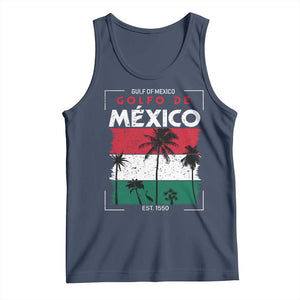Golfo De Mexico EST 1550 Tank Top Vintage Mexican Flag Palm Tree TS11 Navy Print Your Wear