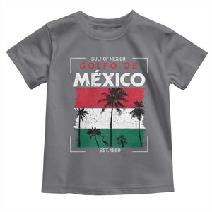 Golfo De Mexico EST 1550 Toddler T Shirt Vintage Mexican Flag Palm Tree TS11 Charcoal Print Your Wear