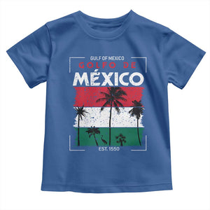 Golfo De Mexico EST 1550 Toddler T Shirt Vintage Mexican Flag Palm Tree TS11 Royal Blue Print Your Wear