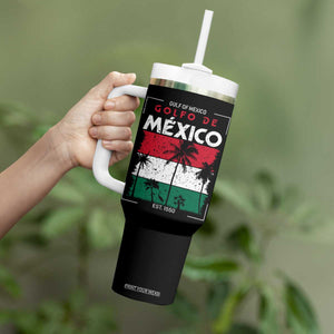 Golfo De Mexico EST 1550 Tumbler With Handle Vintage Mexican Flag Palm Tree TS11 Print Your Wear