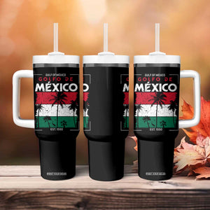 Golfo De Mexico EST 1550 Tumbler With Handle Vintage Mexican Flag Palm Tree TS11 Print Your Wear