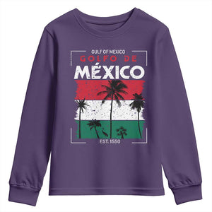 Golfo De Mexico EST 1550 Youth Sweatshirt Vintage Mexican Flag Palm Tree TS11 Purple Print Your Wear