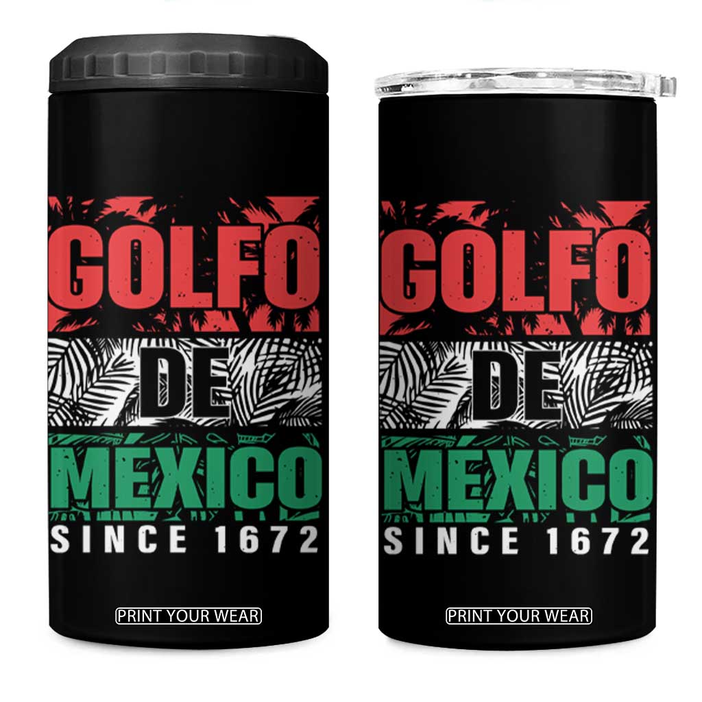Gulf Of Mexico El Golfo De México 4 in 1 Can Cooler Tumbler Beach Palm Tree TS11 One Size: 16 oz Black Print Your Wear