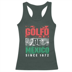 Gulf Of Mexico El Golfo De México Racerback Tank Top Beach Palm Tree TS11 Dark Forest Green Print Your Wear