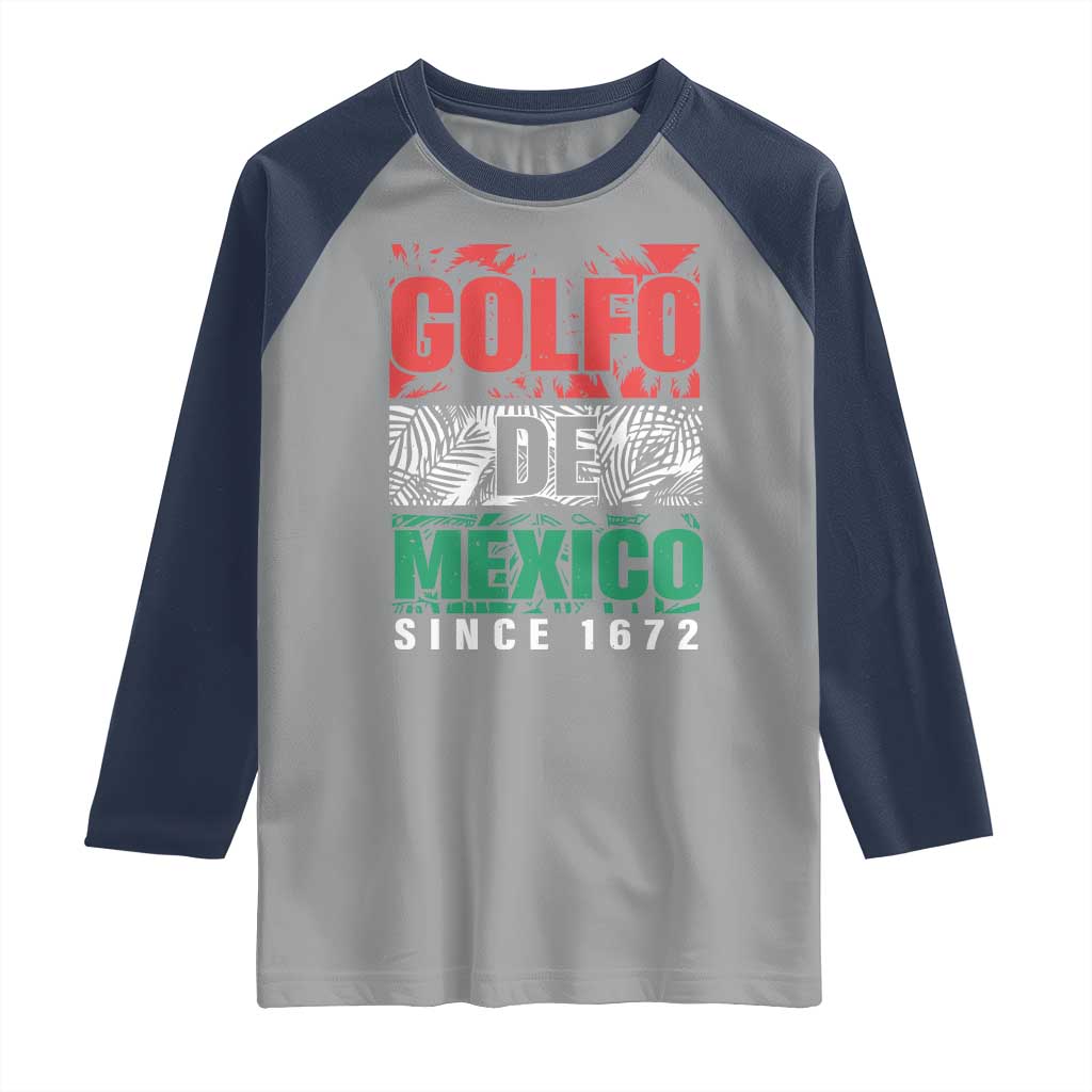 Gulf Of Mexico El Golfo De México Raglan Shirt Beach Palm Tree TS11 Sport Gray Navy Print Your Wear
