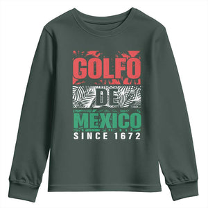 Gulf Of Mexico El Golfo De México Youth Sweatshirt Beach Palm Tree TS11 Dark Forest Green Print Your Wear