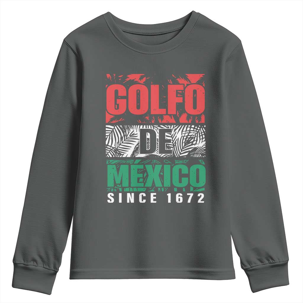 Gulf Of Mexico El Golfo De México Youth Sweatshirt Beach Palm Tree TS11 Dark Heather Print Your Wear