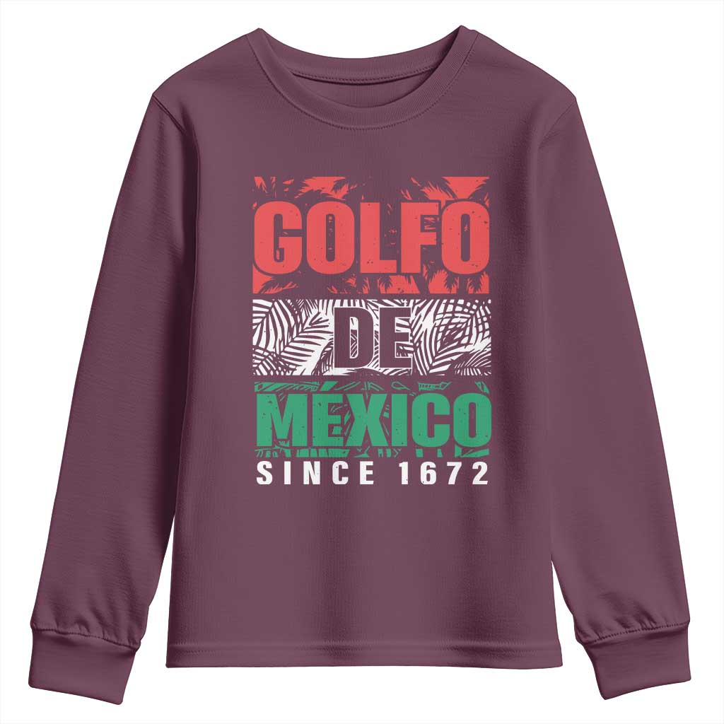 Gulf Of Mexico El Golfo De México Youth Sweatshirt Beach Palm Tree TS11 Maroon Print Your Wear