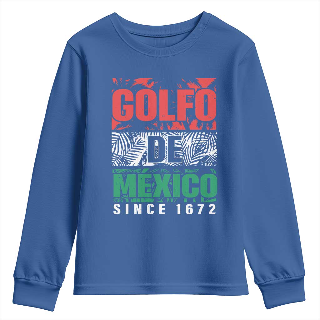 Gulf Of Mexico El Golfo De México Youth Sweatshirt Beach Palm Tree TS11 Royal Blue Print Your Wear