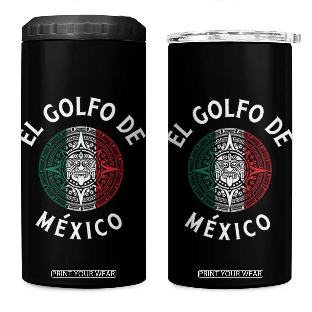 Gulf Of Mexico El Golfo De México Aztec Sun 4 in 1 Can Cooler Tumbler TS11 One Size: 16 oz Black Print Your Wear