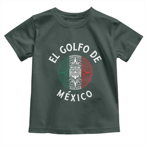 Gulf Of Mexico El Golfo De México Aztec Sun Toddler T Shirt TS11 Dark Forest Green Print Your Wear