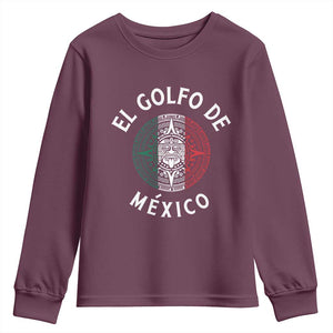 Gulf Of Mexico El Golfo De México Aztec Sun Youth Sweatshirt TS11 Maroon Print Your Wear