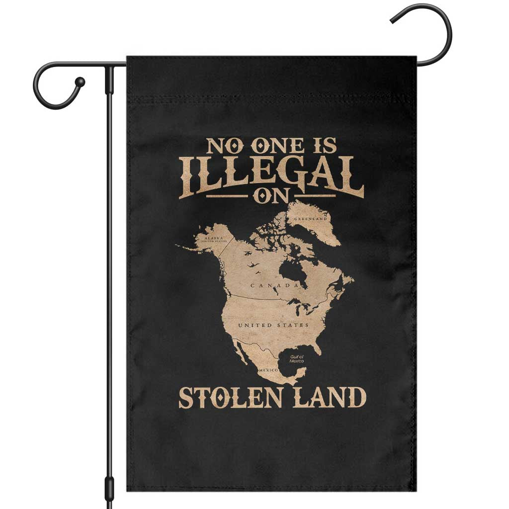 No One Is Illegal On Stolen Land Garden Flag North America Vintage Map TS11 Black Print Your Wear