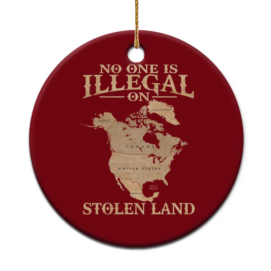 No One Is Illegal On Stolen Land Ceramic Ornament North America Vintage Map TS11 1pc Red Print Your Wear