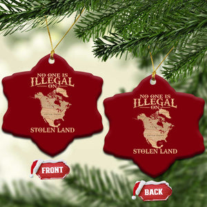 No One Is Illegal On Stolen Land Ceramic Ornament North America Vintage Map TS11 Print Your Wear