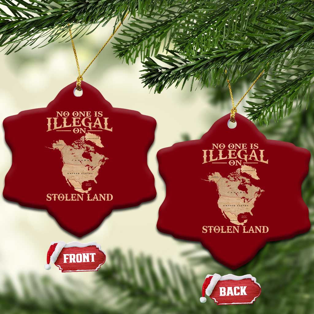 No One Is Illegal On Stolen Land Ceramic Ornament North America Vintage Map TS11 Print Your Wear