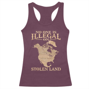 No One Is Illegal On Stolen Land Racerback Tank Top North America Vintage Map TS11 Maroon Print Your Wear