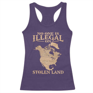 No One Is Illegal On Stolen Land Racerback Tank Top North America Vintage Map TS11 Purple Print Your Wear