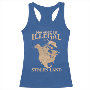 No One Is Illegal On Stolen Land Racerback Tank Top North America Vintage Map TS11 Royal Blue Print Your Wear