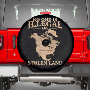 No One Is Illegal On Stolen Land Spare Tire Cover North America Vintage Map TS11 Black Print Your Wear