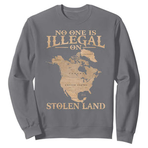 No One Is Illegal On Stolen Land Sweatshirt North America Vintage Map TS11 Charcoal Print Your Wear