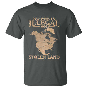 No One Is Illegal On Stolen Land T Shirt North America Vintage Map TS11 Dark Heather Print Your Wear