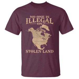 No One Is Illegal On Stolen Land T Shirt North America Vintage Map TS11 Maroon Print Your Wear