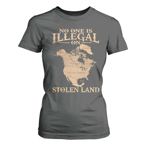 No One Is Illegal On Stolen Land T Shirt For Women North America Vintage Map TS11 Dark Heather Print Your Wear