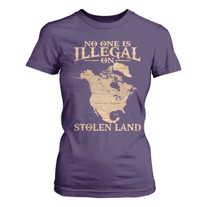 No One Is Illegal On Stolen Land T Shirt For Women North America Vintage Map TS11 Purple Print Your Wear