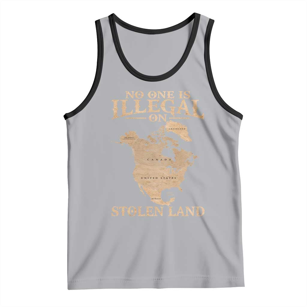 No One Is Illegal On Stolen Land Tank Top North America Vintage Map TS11 Athletic Heather Black Print Your Wear