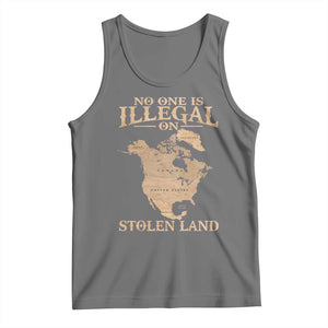 No One Is Illegal On Stolen Land Tank Top North America Vintage Map TS11 Black Heather Print Your Wear