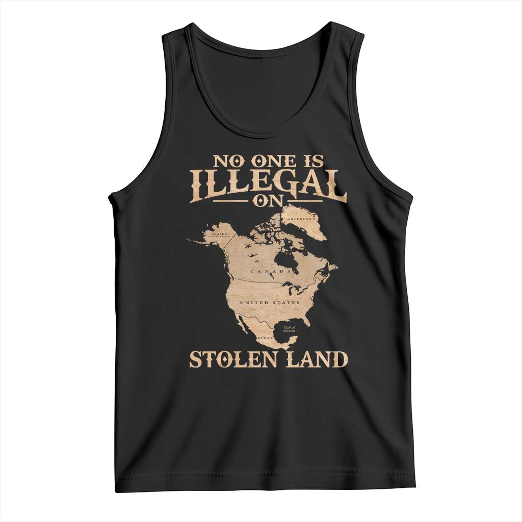 No One Is Illegal On Stolen Land Tank Top North America Vintage Map TS11 Black Print Your Wear