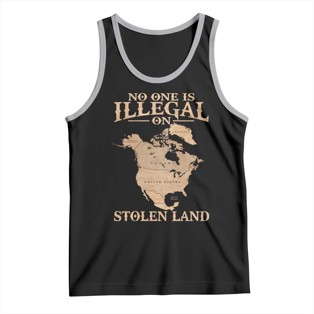No One Is Illegal On Stolen Land Tank Top North America Vintage Map TS11 Black Athletic Heather Print Your Wear