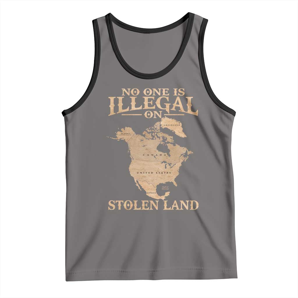 No One Is Illegal On Stolen Land Tank Top North America Vintage Map TS11 Deep Heather Black Print Your Wear