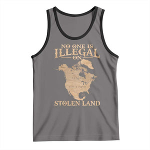 No One Is Illegal On Stolen Land Tank Top North America Vintage Map TS11 Deep Heather Black Print Your Wear