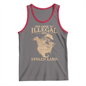 No One Is Illegal On Stolen Land Tank Top North America Vintage Map TS11 Deep Heather Red Print Your Wear