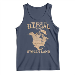 No One Is Illegal On Stolen Land Tank Top North America Vintage Map TS11 Navy Print Your Wear