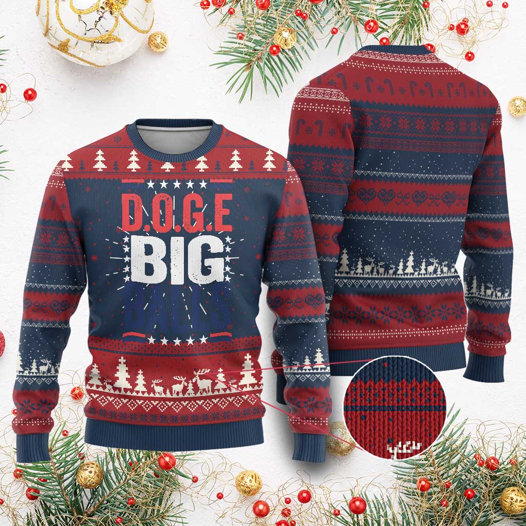 Funny DOGE Big Balls Knit Sweatshirt Harry Bolz Meme TS11 Burgundy Print Your Wear