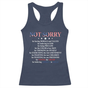 Funny Trump Supporter Racerback Tank Top Not Sorry For Voting For Trump Believing America Is Great TS11 Navy Print Your Wear