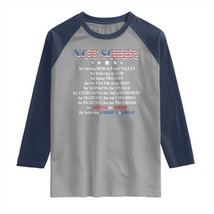 Funny Trump Supporter Raglan Shirt Not Sorry For Voting For Trump Believing America Is Great TS11 Sport Gray Navy Print Your Wear